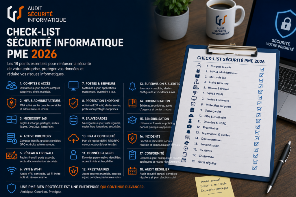Check-list sécurité informatique PME 2026