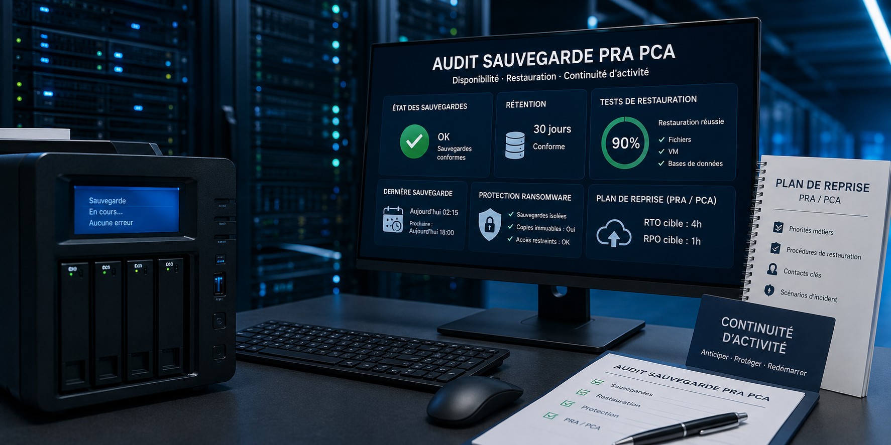 Audit sauvegarde PRA PCA pour PME